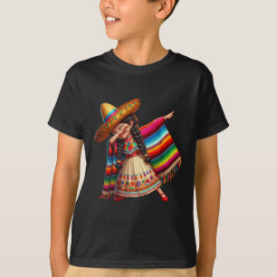 Camiseta Drolático Poncho Mexicano De Dabbing Sombrero Cinc