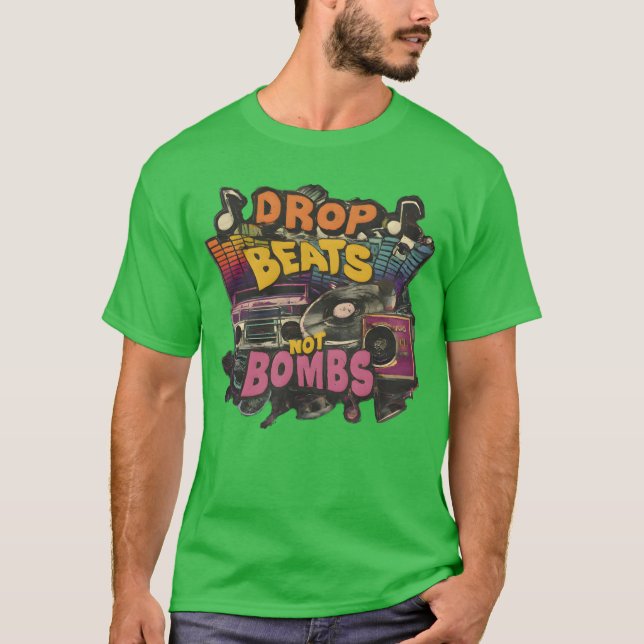 Camiseta Drop beats not bombs Beats Over Bombs Peace love g (Frente)