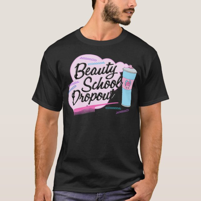 Camiseta Dropout da escola de beleza das damas cor-de-rosa (Frente)