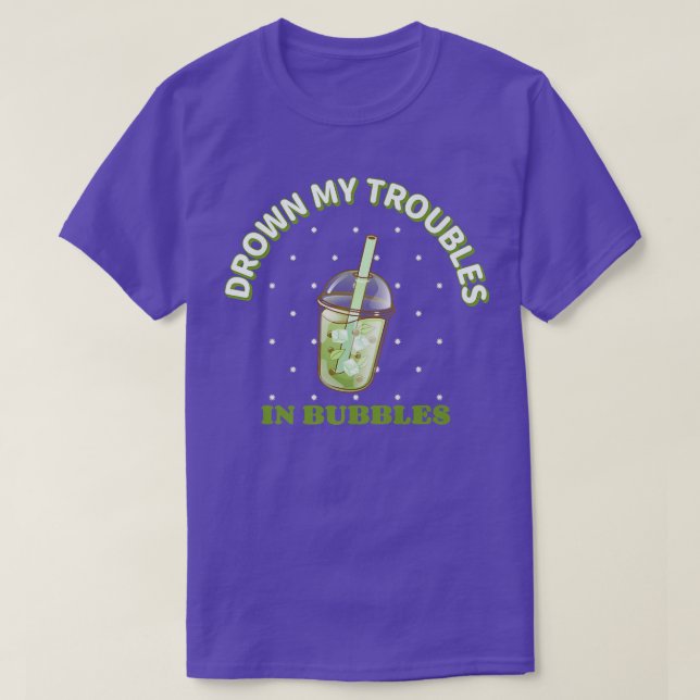Camiseta Drown My Troubles in Bubbles - Kawaii Cute Milk Bo (Frente do Design)