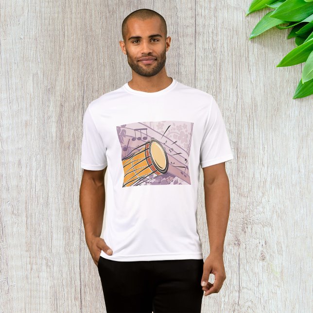 Camiseta Drum Bongo Tradicional Com Notas De Música (Criador carregado)