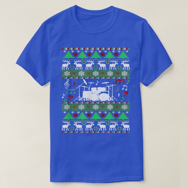 Camiseta Drum Feriado De Natal Feio Para Drummer M (Frente do Design)