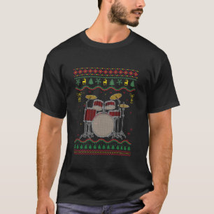 Camiseta Drum Instrumento de Tambor de Natal Feio Dru Music