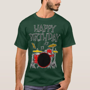 Camiseta Drum Kit Feliz Aniversário Drummer Musico