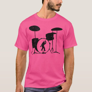 Camiseta Drum Kit Grande Pé Sinal de Paz Bass Drum Música D