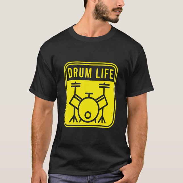 Camiseta Drum Life Drumming Banda Tambores Tambores Musicai (Frente)