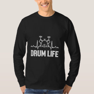 Camiseta Drum Life Heartbeat Pulso Drumming Drums Musical B