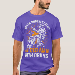 Camiseta Drum Musical Retirement Dift Old Man Drummer