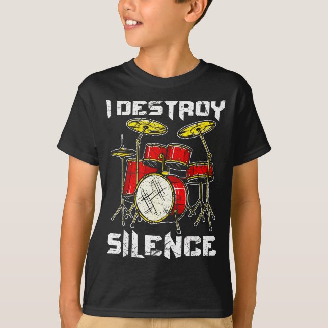 Camiseta Drum Percussionist Drummers I Destroy Silence Drum (Frente)