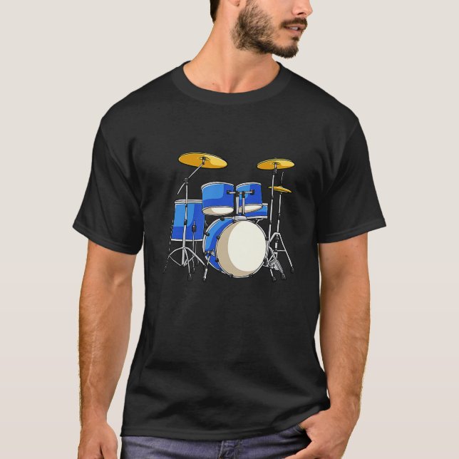Camiseta Drum Set Drums Rock Drummer (Frente)