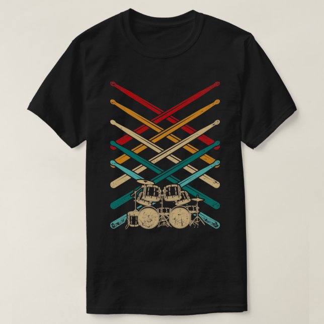 Camiseta Drum Set Drumsticks Tambores de Persão (Frente do Design)