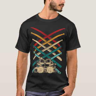 Camiseta Drum Set Drumsticks Tambores de Persão