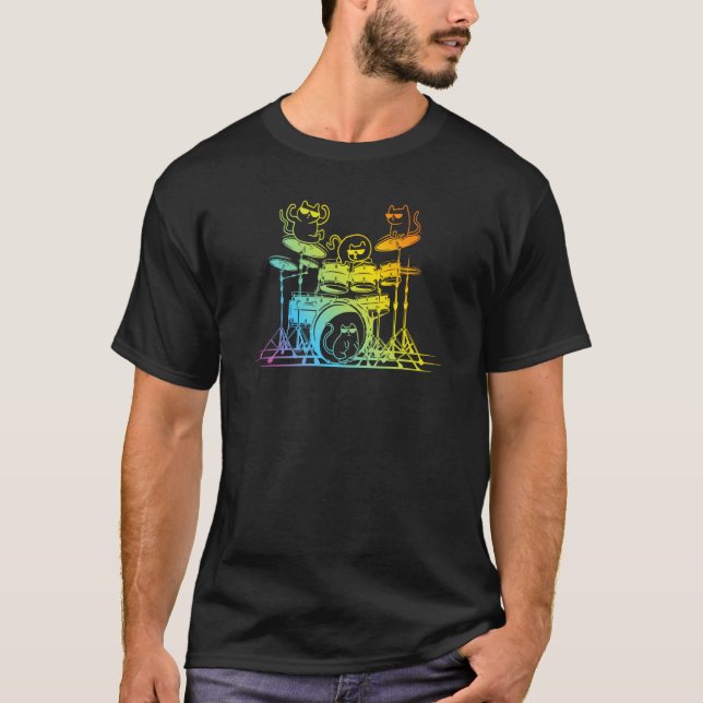 Camiseta Drum Set Player Cats  Drummer Cats (Frente)