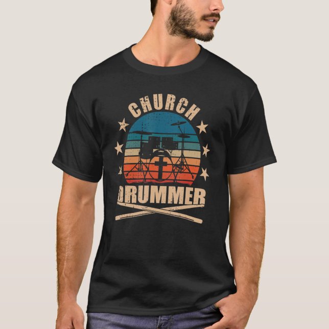 Camiseta Drumagem Cristã Com Tambores Religiosos E Igreja (Frente)
