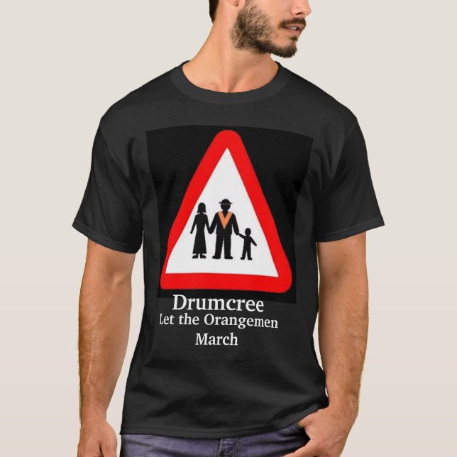 Camiseta Drumcree-preto, Drumcree, deixe os Orangemen março (Frente)