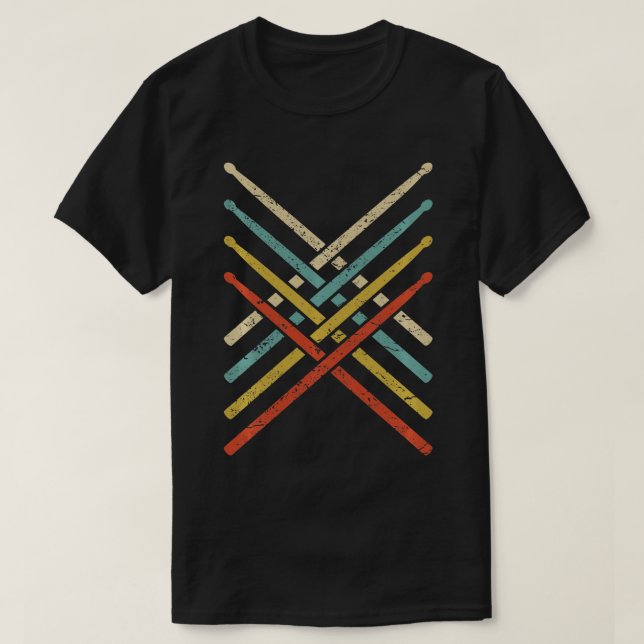 Camiseta Drummer 70s e 80s do retrovisor Sti (Frente do Design)