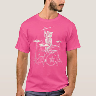 Camiseta Drummer Animal Drummer Cat Tambor Tambor Tambor