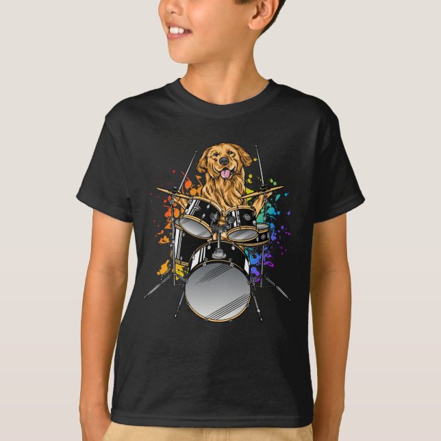 Camiseta Drummer Cachorro Tocando Drum Boy (Frente)