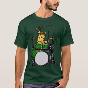 Camiseta Drummer Cat Music Lover Musical Tocando