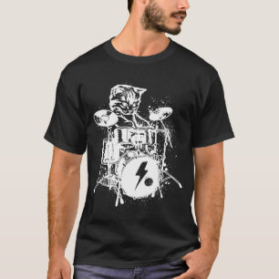 Camiseta Drummer Cat Música Musical Drums Cat