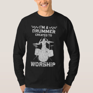 Camiseta Drummer Criado À Fé Cristã Culto