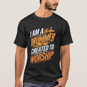Camiseta Drummer Criado à Fé Cristã Culto
