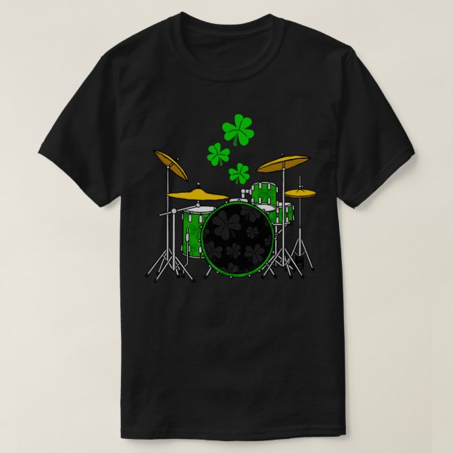 Camiseta Drummer Dia de São Patrício Professor Musicia Irla (Frente do Design)