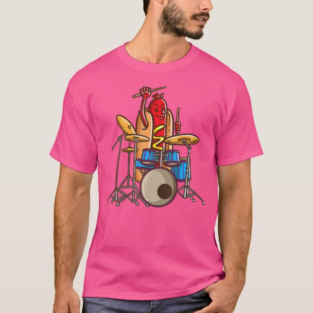Camiseta Drummer Do Hotdog Mostra Tambor E Percussionista M (Frente)