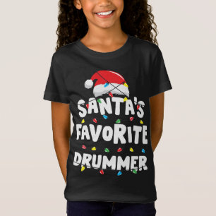 Camiseta Drummer Drum Papais noeis de Natal Favorito Engraç