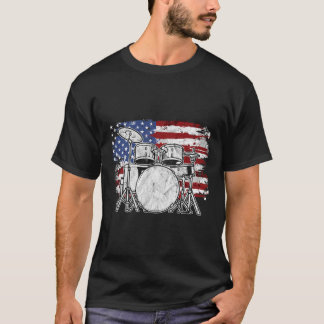Camiseta Drummer Drum Set Drums USA Flag American 4th Of Ju