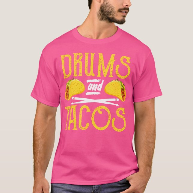 Camiseta Drummer Drumming Bebendo Tacos Engraçados E Tacos (Frente)