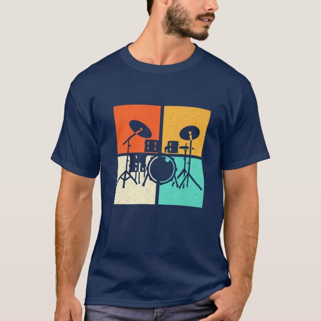Camiseta Drummer Drumset Vintage (Frente)