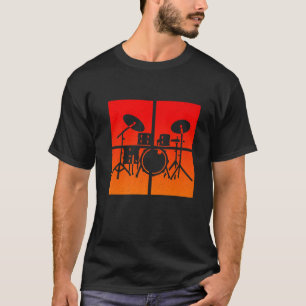 Camiseta Drummer Drumset Vintage Para Homens Dru Conjunto D
