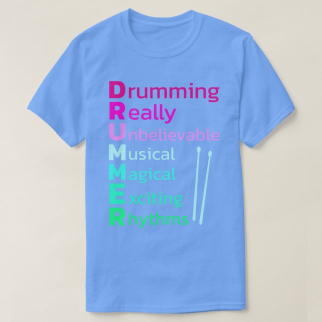 Camiseta Drummer Drumsticks Musical Outfit 56 (Frente do Design)