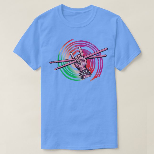 Camiseta Drummer Drumsticks Musical Outfit 8 (Frente do Design)