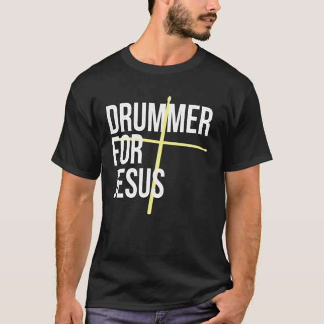 Camiseta Drummer for Jesus Cross Drum Sticks For Percussion (Frente)