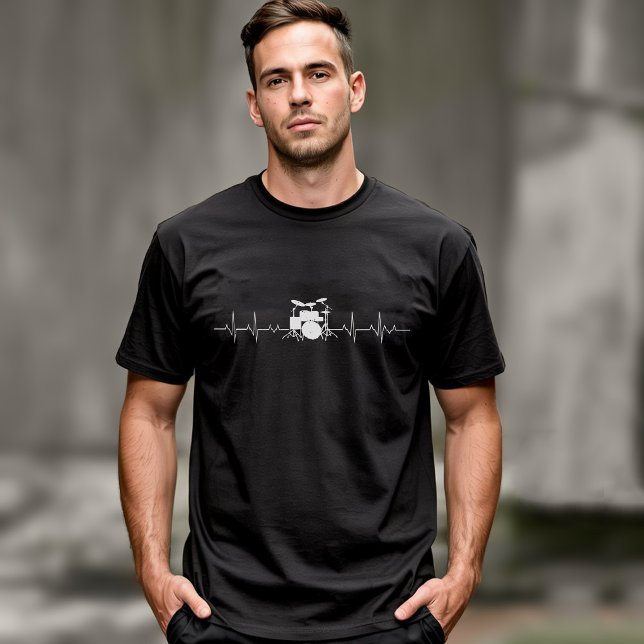 Camiseta Drummer Gift Heartbeat Drums (Criador carregado)