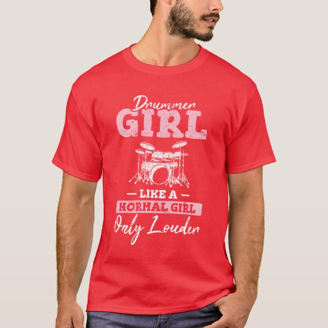 Camiseta Drummer Girl Funny Drummer Percussion Drums Band M (Frente)