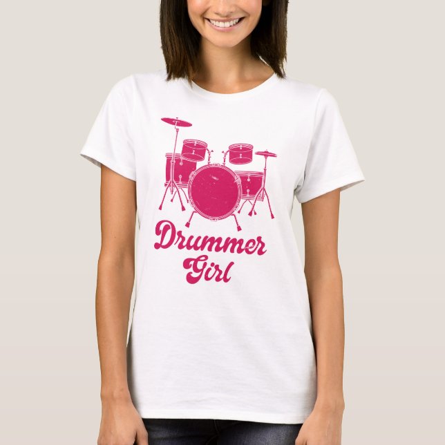Camiseta Drummer Girl | Presente do tambor (Frente)