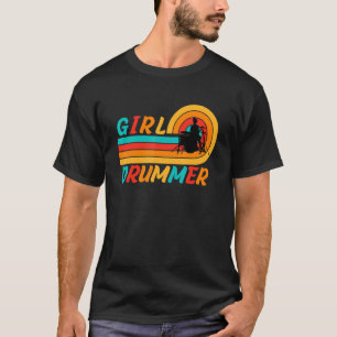 Camiseta Drummer Girl Retro Vintage Drumming Musico Percu