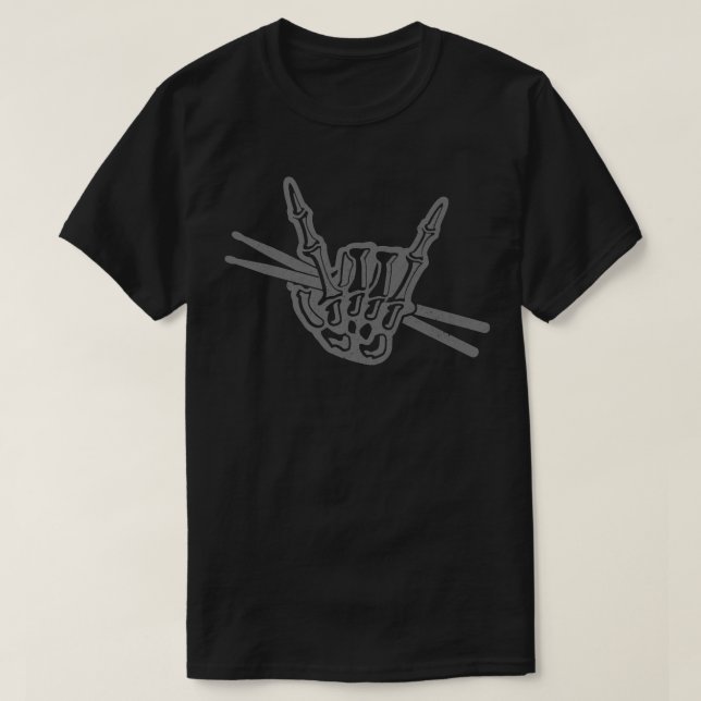 Camiseta Drummer Halloween Skeleton Tambores de Rock & Roll (Frente do Design)