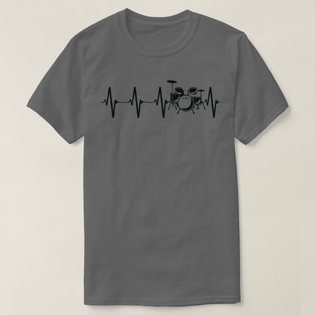 Camiseta Drummer Heartbeat Presente Melhor Jogador de Músic (Frente do Design)