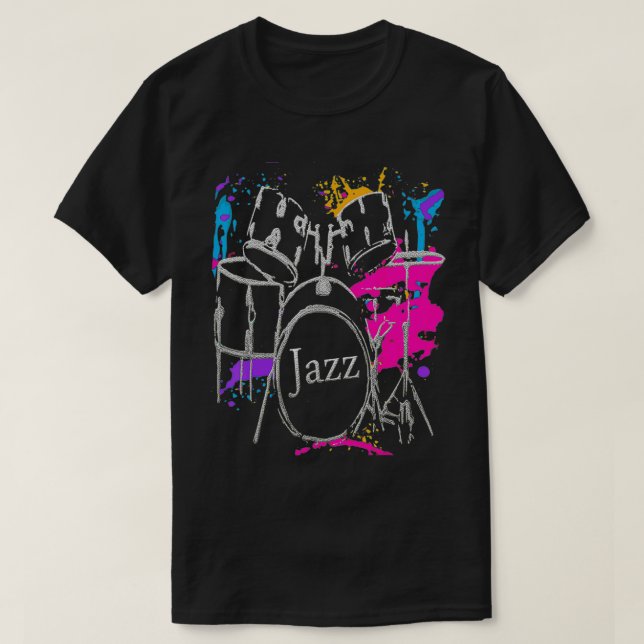 Camiseta Drummer Jazz Music Art Design (Frente do Design)