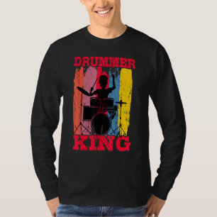 Camiseta Drummer King Drums Kit Trap Set Snare Bass Hi-Hat
