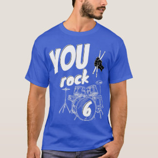 Camiseta Drummer Kit Drummer 6 anos Meninas 6 Birthday