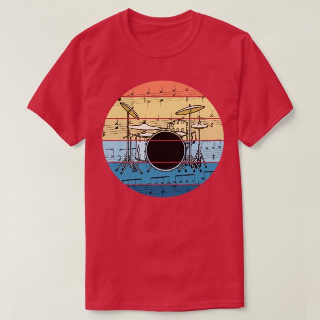 Camiseta Drummer Music Notation Drum Kit Percussionista Mus (Frente do Design)