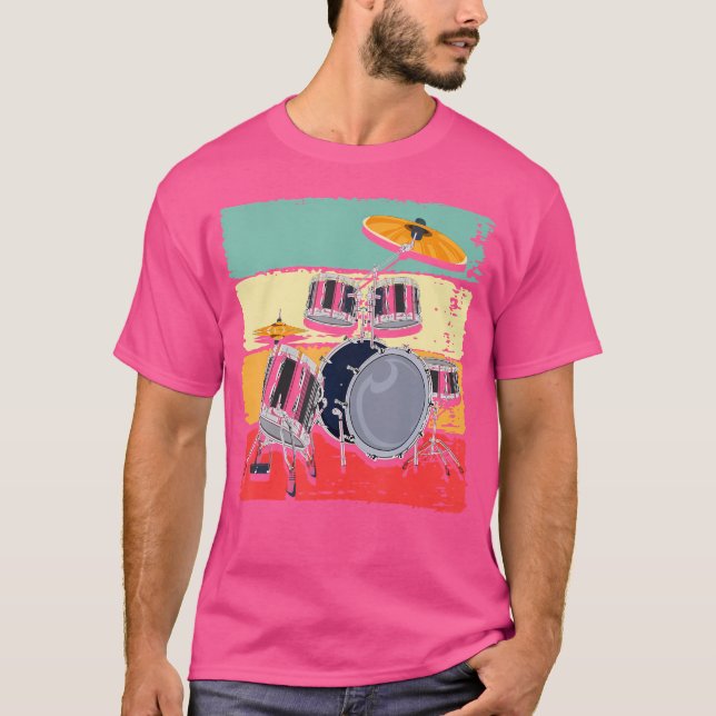 Camiseta Drummer Musical Retro Drummer Tambor do Lover Conj (Frente)