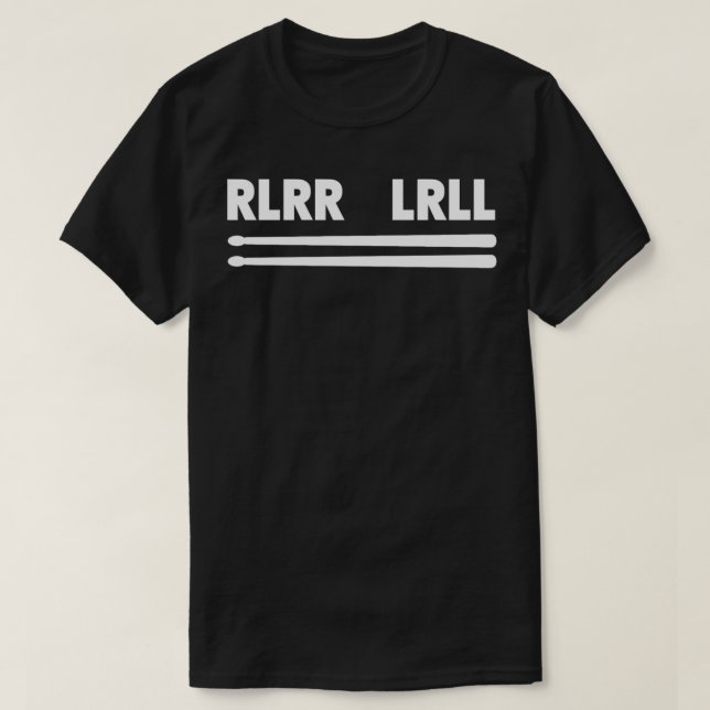 Camiseta Drummer RLRRLRLL de Paradiddle de Tambores  (Frente do Design)
