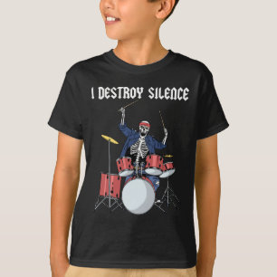 Camiseta Drummer Rock Music Banda Drums Eu Destruo Silênci