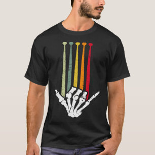 Camiseta Drummer Skeleton DrumStick Rock Drums Retro
